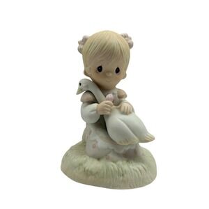 Precious Moments God is love girl with goose E-5213 Vintage Figurine